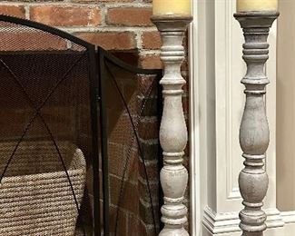 (2) Turned Wood Pillar Candles