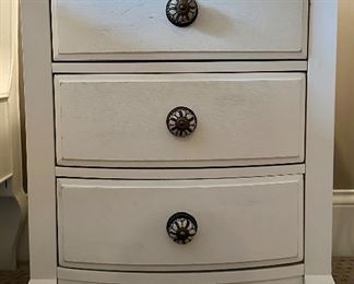 (2) Three Drawer White Nightstands