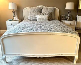 Queen Platform Bed with Scroll Accent
