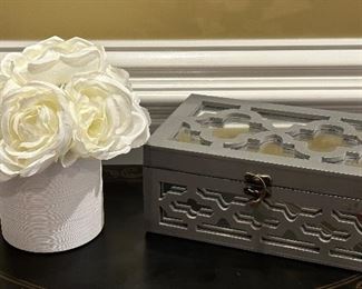 Faux Roses & Mirrored Storage Box