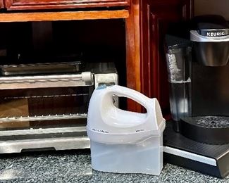 Toaster Oven, Hand Held Mixer, Keurig Coffee Maker