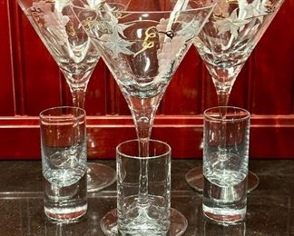Etched Martini Glasses & Shot Glasses