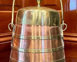 19th C. Brass & Copper Ash Bucket