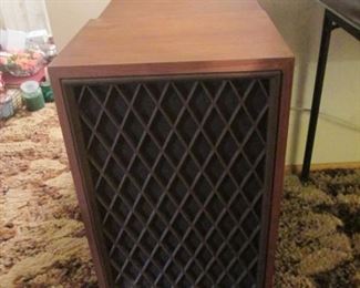 Vintage Radio Shack Speaker with Lattice, Oiled Walnut