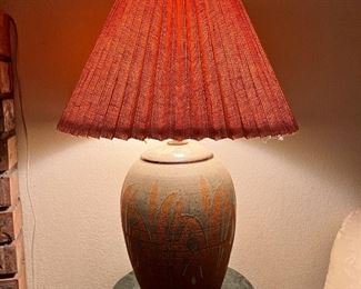 Pottery Lamp matches larger one