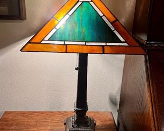 Slag Glass Table Lamp Mission Style