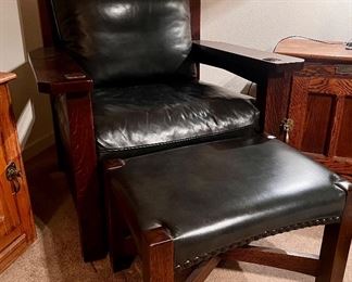 STICKLEY Leather w/label  Handsome Chair & Ottoman Very Nice