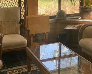 Sunroom furniture, various area rugs