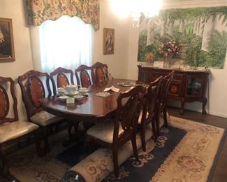 Formal dining room set - double pedestal table w/ 8 chairs, by AICO.