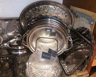 LOTS of serving trays and dishes