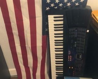 Casio keyboard and American flag