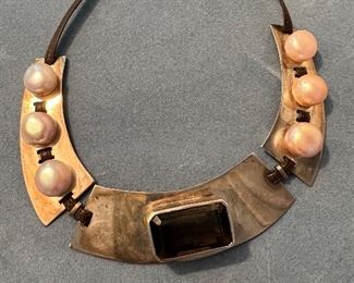 freshwater pearls, semi precious stones neckless $150.00