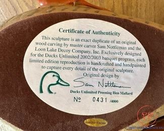 Ducks Unlimited Limited Edition Preening Hen Mallard Duck Sculpture (431 / 4000)