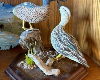 "Bluewinged Teal-Pair" Original Wood Carving by LARRY TAWES