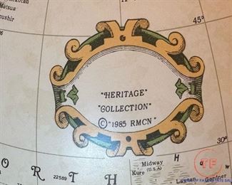 Vintage HERITAGE COLLECTION Lighted World Globe on Wood Stand
