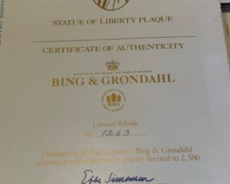 BING & GRONDAHL Limited Edition Statue of Liberty Plaque (1263 / 2500)
