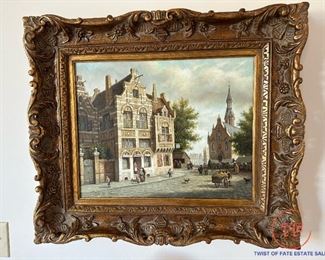 Original Oil on Canvas Street Scene by CARLOS DE LA VEGA
