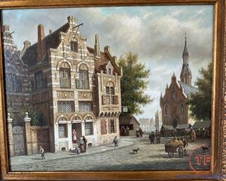 Original Oil on Canvas Street Scene by CARLOS DE LA VEGA
