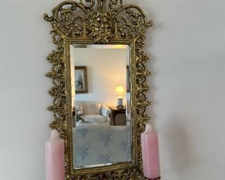 Vintage VIRGINIA METAL CRAFTERS Bacchus Wall Sconces with Mirror