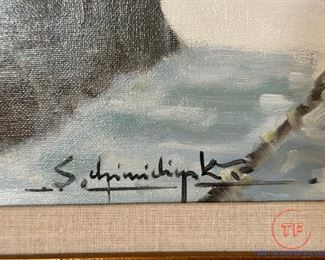 Original Oil on Canvas Polish Street Scene by STANISLAV CHIMILINSKY
