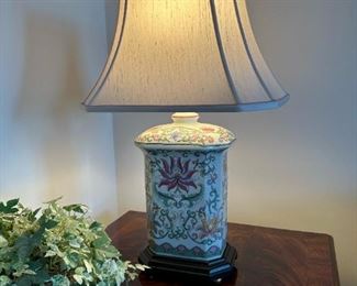 Chinese Floral Glazed Chinoiserie Table Lamps
