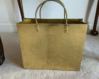 DARREN RANSDELL Design Polished Brass Shopping Bag Style Magazine Rack