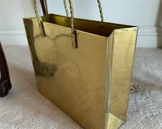 DARREN RANSDELL Design Polished Brass Shopping Bag Style Magazine Rack
