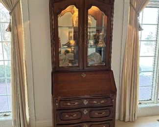 CENTURY Secretary Desk with Lighted Display Cabinet
