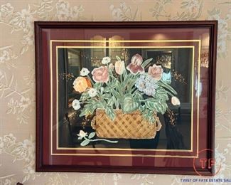 "Evening Floral III" Artist Signed MCM Vanguard Studios California Original Oil Painting