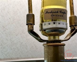 Signed FREDERICK COOPER Asian Ceramic Mid Century Peacock Lamps
