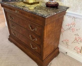 HENREDON Charles X Marble Topped Chest of Drawers
