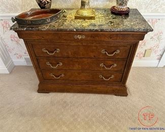 HENREDON Charles X Marble Topped Chest of Drawers
