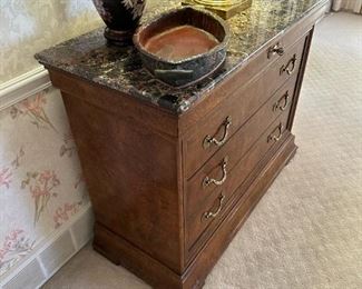 HENREDON Charles X Marble Topped Chest of Drawers
