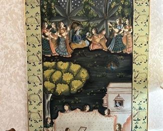 Indian Courting Couple Large Painting on Fabric