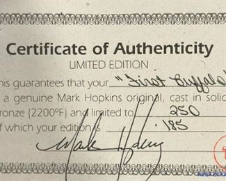 MARK HOPKINS “First Buffalo” Signed Bronze Sculpture - Limited Edition (185 / 250)