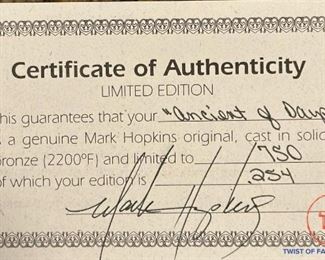 MARK HOPKINS “Ancient of Days” Signed Bronze Sculpture - Limited Edition (254 / 750)