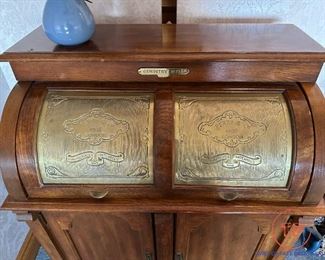 Vintage Reproduction Perry & Co 1903 Roll Top Desk