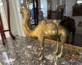 Vintage Chinese Copper Camel with Embossed Figural Face