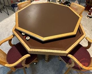 Vintage Game Table with Cane Back Chairs