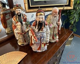 Vintage Porcelain Chinese God Figurines - Fu, Lu, and Shou