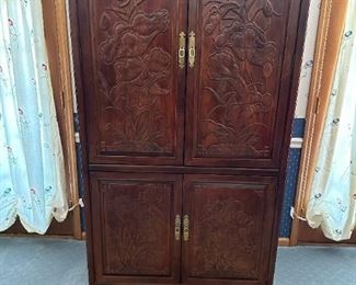 HENREDON Asian Style Lotus Motif Wardrobe / Armoire