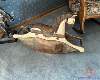 Vintage Wood Carved Rocking Horse Reproduction