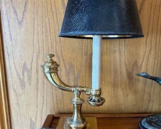 Vintage STIFFEL Brass Horn Table Lamp