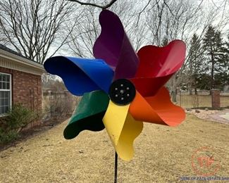Large Metal Pinwheel Yard Art