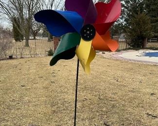 Large Metal Pinwheel Yard Art