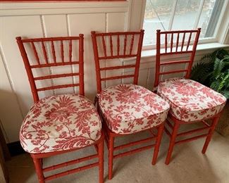 Set of 8 red dining chairs