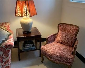 Living room; pair of lamps; one table