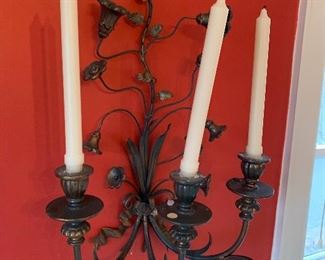 Large iron floral sconces -pair