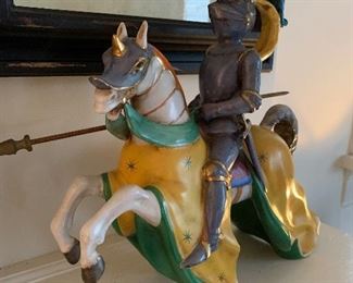 pair of large pottery Italian knights on horseback