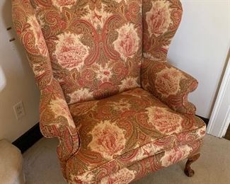Large wing back chair, animal print